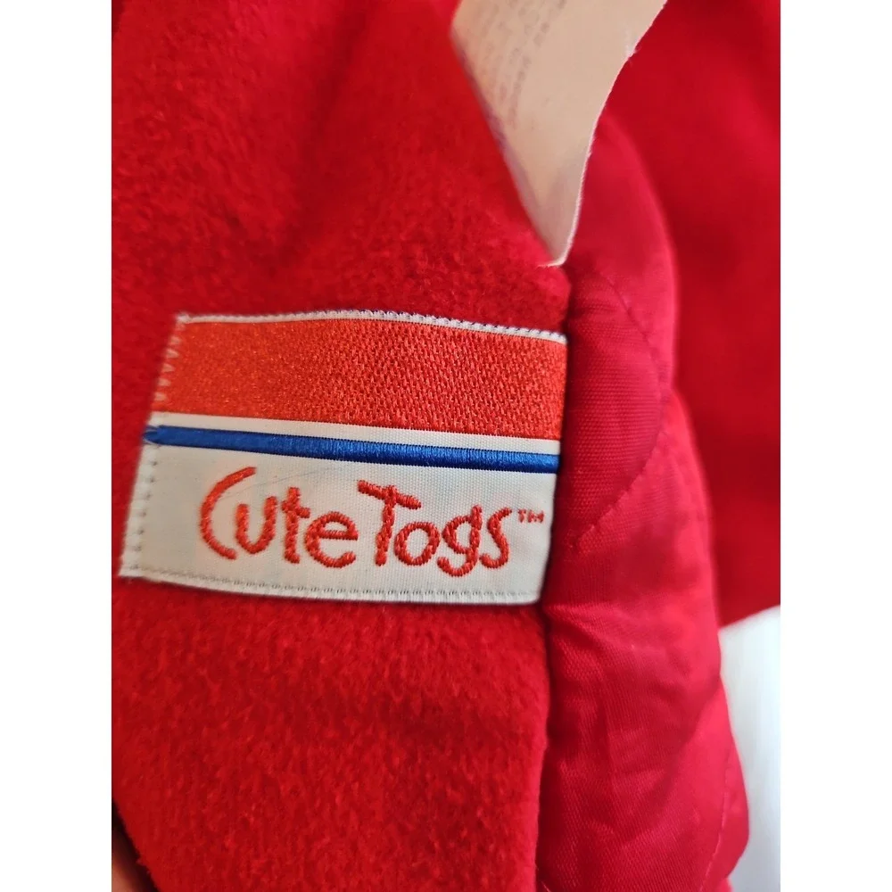 Cute Togs Girls 4T Red Dress Coat Cape Black Faux Fur Trim Holiday Christma